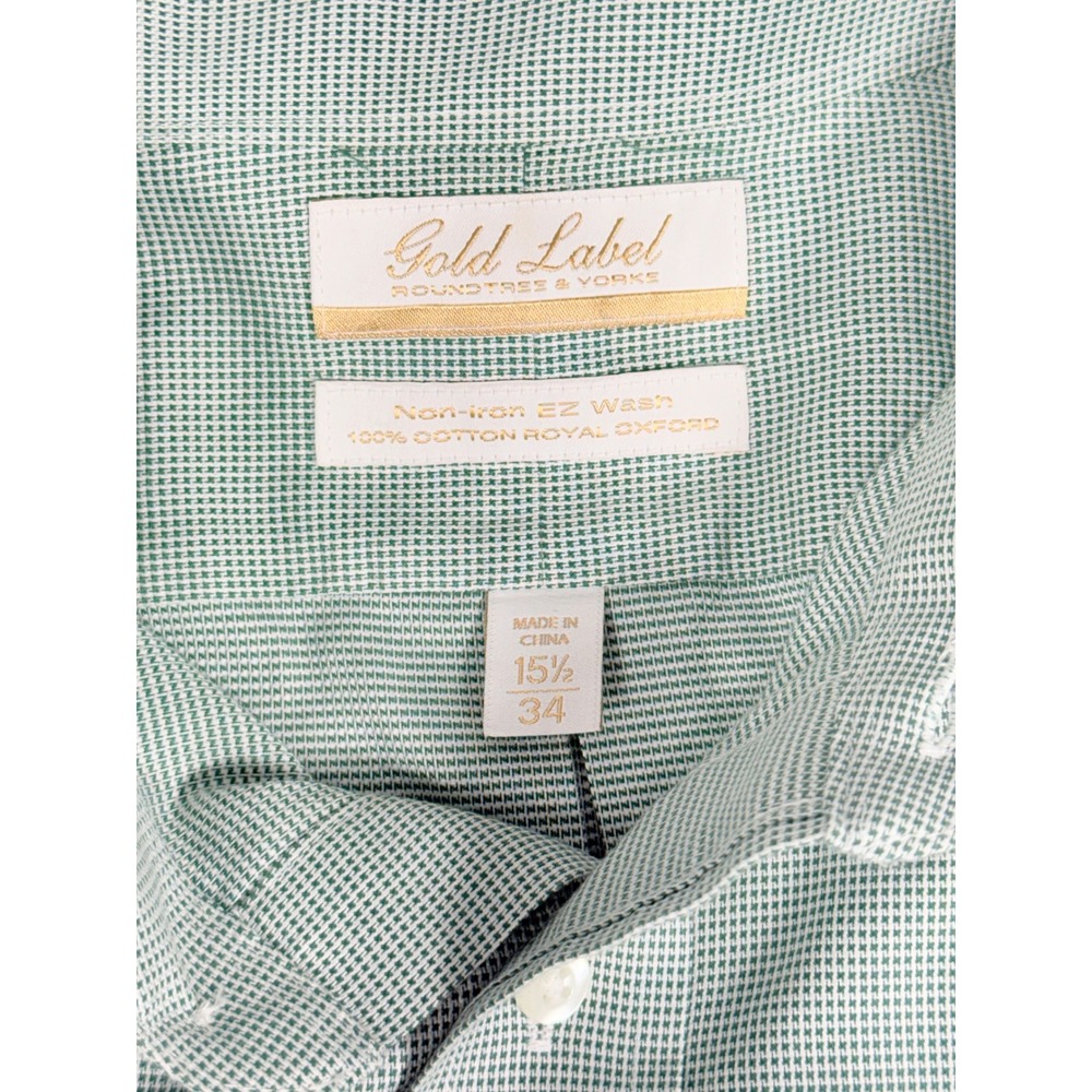 Gold Label Roundtree & Yorke Men Classic Fit No Iron EZ Wash Cotton Royal Oxford